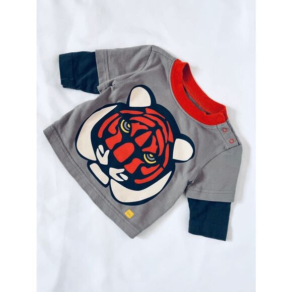 3/$30 Tea Collection Infant 3-6 Months Tiger Double Decker Graphic Tee Baby Shir - Picture 2 of 4